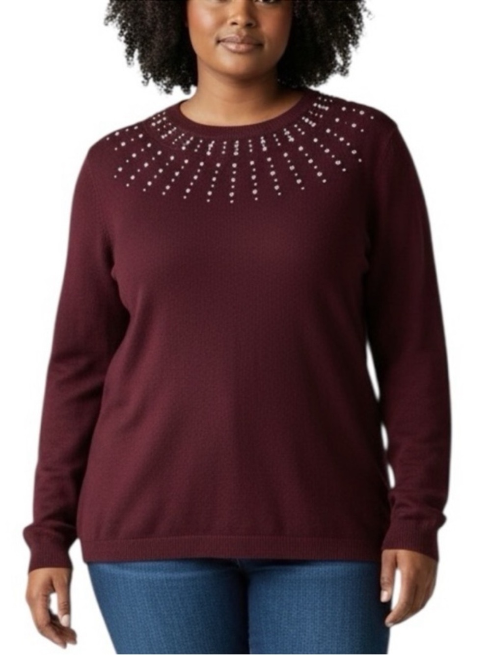 Lane Bryant Rhinestone Sweater 22/24 Long Sleeve Embellished Pullover